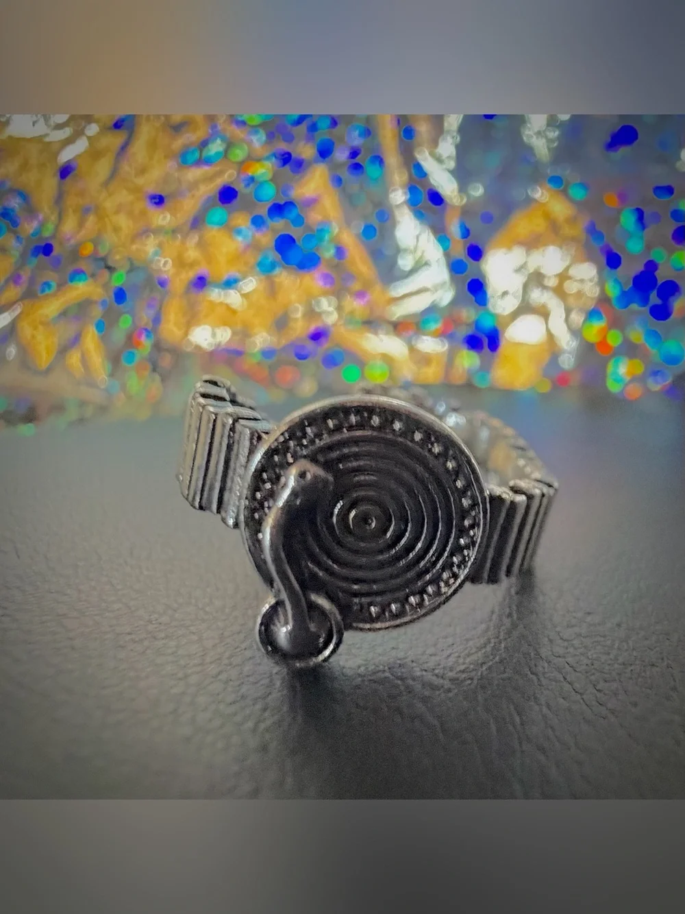 Silver Turntable Vinyl Record Player Ring